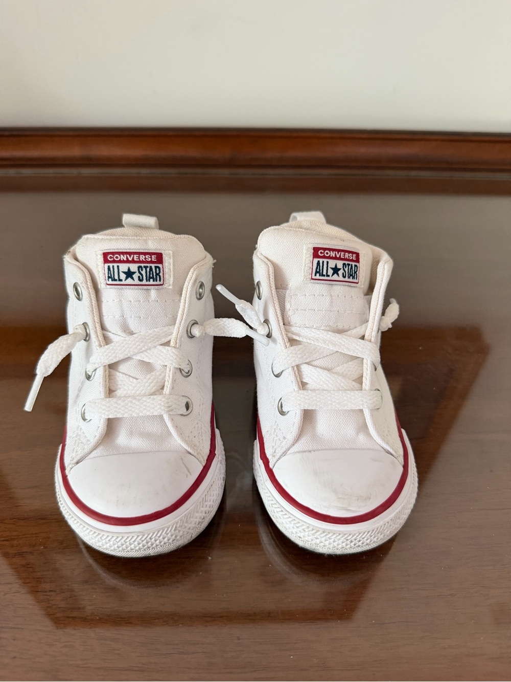 Converse Street Mid Toddler Size 6 White Sneakers All Star Lace Up - Picture 2 of 6